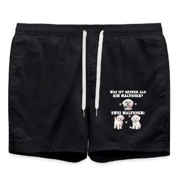 Was ist besser als ein Malteser zwei Malteser - Badeshorts - Schwarz - Vorne - AI Model Male 185 light (185cm)