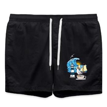 Mer du Nord maritime Mer Baltique Seagull Tasse à café Ahoy - Short de bain - noir - Devant - AI Model Male 185 light (185cm)