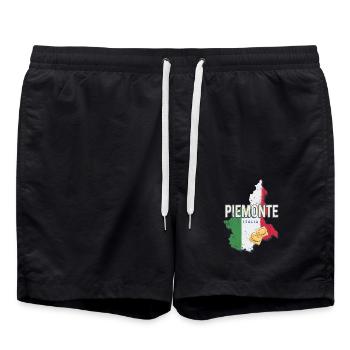 Piedmont Italy Retro Region Wall Map Vintage - Swim Trunks - black - Front - AI Model Male 185 light (185cm)