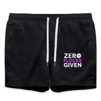 Zero Flocks Given Pink Flamingo Bird Lover Pun - Swim Trunks - black - Front - AI Model Male 185 light (185cm)