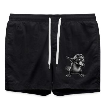 Funny Dabbing Platypus Animal Lover Zoo - Swim Trunks - black - Front - AI Model Male 185 light (185cm)