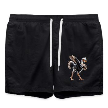 Funny Dabbing Ostrich Bird Animal Lover Ostrich - Swim Trunks - black - Front - AI Model Male 185 light (185cm)