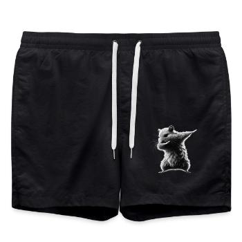 Lustiges Dabbing Hamster Nagetier Tierliebhaber - Badeshorts - Schwarz - Vorne - AI Model Male 185 light (185cm)