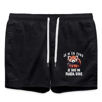 JE M'EN FOUS JE SUIS PANDA ROUX - Short de bain - noir - Devant - AI Model Male 185 light (185cm)