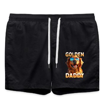 Golden Daddy Dad Father Father's Day Golden Retriever - Swim Trunks - black - Front - AI Model Male 185 light (185cm)