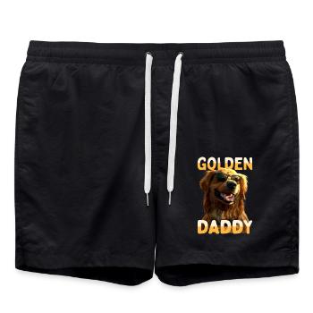 Golden Daddy Dad Father Father's Day Golden Retriever - Swim Trunks - black - Front - AI Model Male 185 light (185cm)