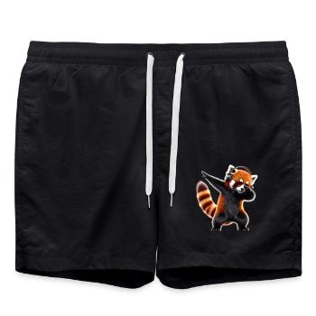 Fun Dabbing Red Panda Animal Lover Safari - Swim Trunks - black - Front - AI Model Male 185 light (185cm)