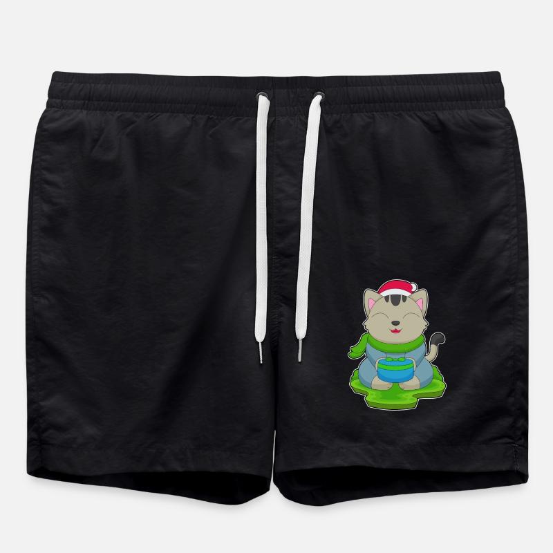Cat Christmas Package - Swim Trunks - black