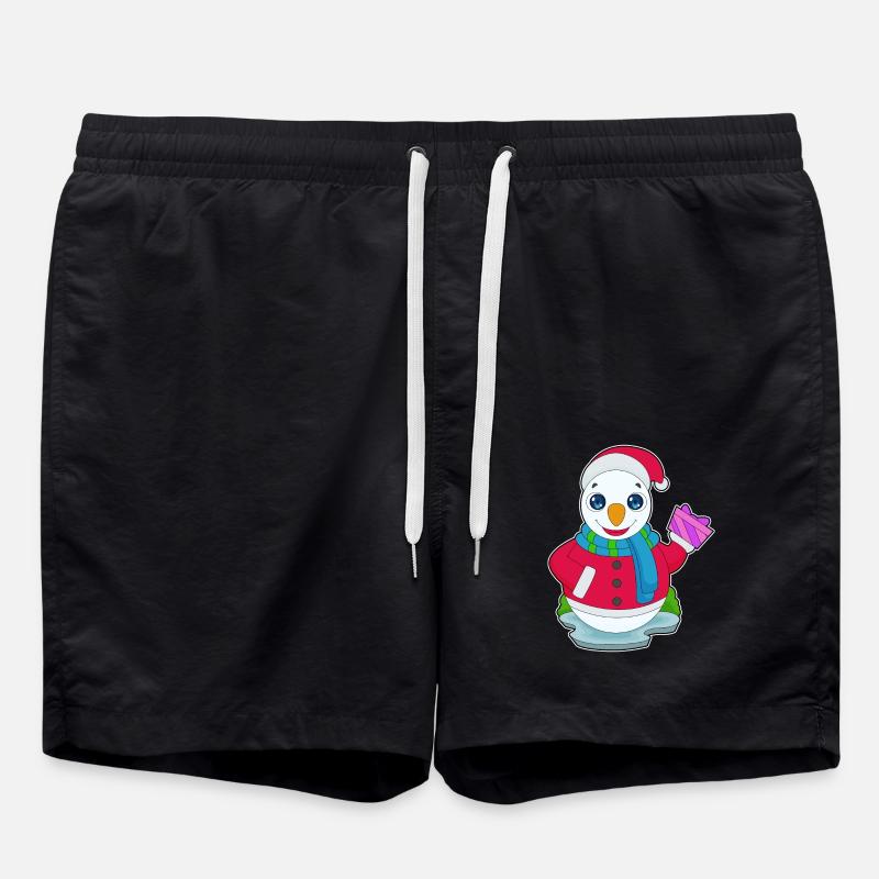 Snowman Christmas Package - Swim Trunks - black