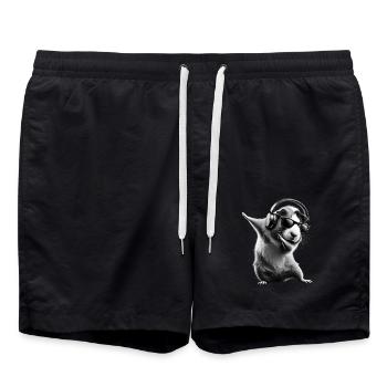 Drôle Dabbing Cochon d’Inde Amoureux des animaux Animal - Short de bain - noir - Devant - AI Model Male 185 light (185cm)