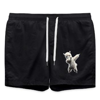 Funny Dabbing Alpaca Llama Animal Lover Safari - Swim Trunks - black - Front - AI Model Male 185 light (185cm)