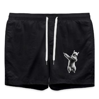 Funny Dabbing Alpaca Llama Animal Lover Safari - Swim Trunks - black - Front - AI Model Male 185 light (185cm)