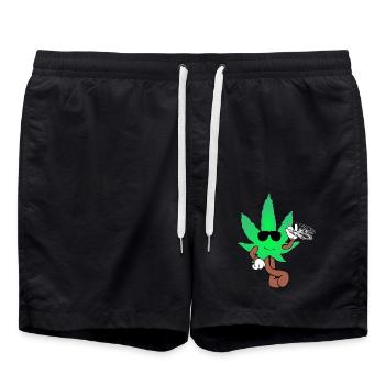 Der Bloom - Weed Cannabis Stoned Hanf Marihuana - Badeshorts - Schwarz - Vorne - AI Model Male 185 light (185cm)