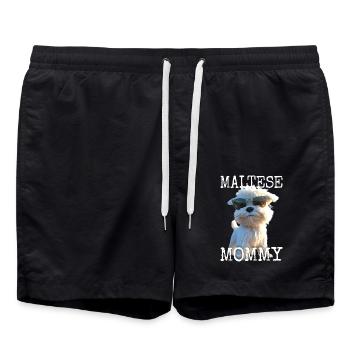 Maltese Mommy Mama Muttertag Mom Süßer Malteser - Badeshorts - Schwarz - Vorne - AI Model Male 185 light (185cm)