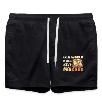 In a world full of cake be a pancake - Swim Trunks - black - Front - AI Model Male 185 light (185cm)
