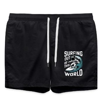 Surfen außerhalb dieser Welt - Humor - Badeshorts - Schwarz - Vorne - AI Model Male 185 light (185cm)