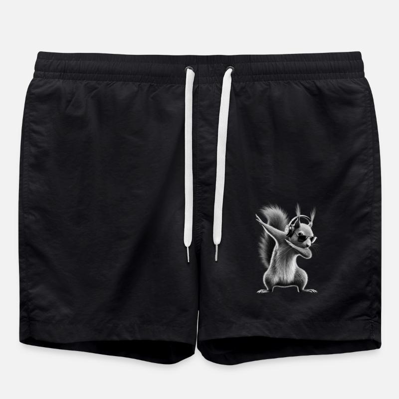 Lustiges Dabbing Eichhörnchen Tierliebhaber Tiere - Badeshorts - Schwarz