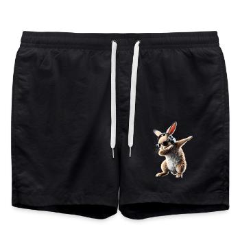 Funny Dabbing Rabbit Animal Lover Animals - Swim Trunks - black - Front - AI Model Male 185 light (185cm)
