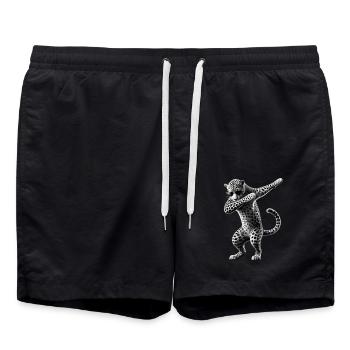 Funny Dabbing Leopard Animal Lover Animal Safari - Swim Trunks - black - Front - AI Model Male 185 light (185cm)