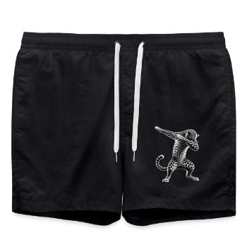 Funny Dabbing Leopard Animal Lover Animal Safari - Swim Trunks - black - Front - AI Model Male 185 light (185cm)