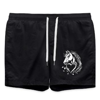 Pferd Herz - Badeshorts - Schwarz - Vorne - AI Model Male 185 light (185cm)
