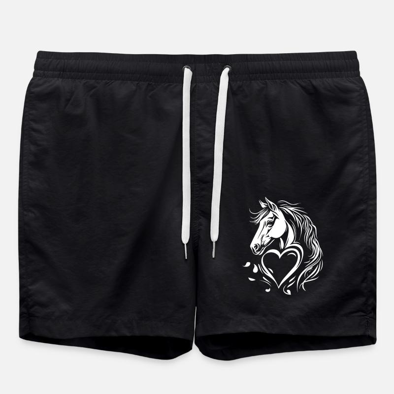 Pferd Herz - Badeshorts - Schwarz