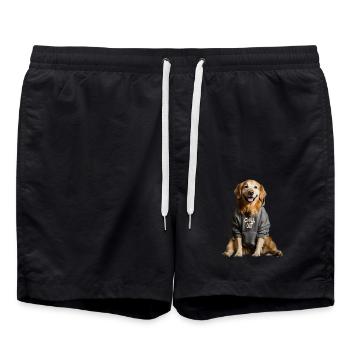 Funny German Golden Retriever Chill Out Dog - Swim Trunks - black - Front - AI Model Male 185 light (185cm)