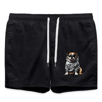 Drôle bouledogue anglais amoureux des animaux Chilling - Short de bain - noir - Devant - AI Model Male 185 light (185cm)