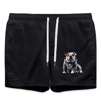 Drôle bouledogue anglais amoureux des animaux Chilling - Short de bain - noir - Devant - AI Model Male 185 light (185cm)