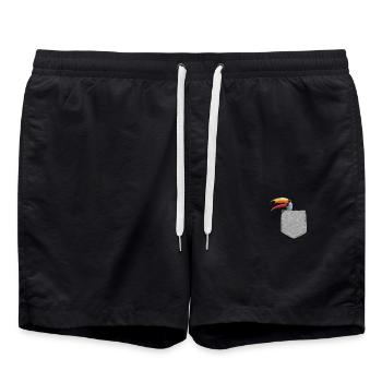 Faux Toucan de poche - Drôle d’oiseau dans votre poche Jeu de mots - Short de bain - noir - Devant - AI Model Male 185 light (185cm)