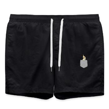 T-shirt oiseau cockatiel à fausses poches - Funny Bird - Short de bain - noir - Devant - AI Model Male 185 light (185cm)