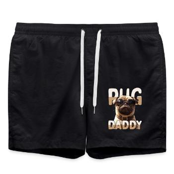 Pug Daddy Mops Papa Vatertag Pug Dad Süßer Mops - Badeshorts - Schwarz - Vorne - AI Model Male 185 light (185cm)