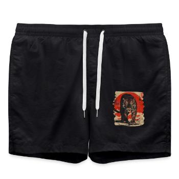 80er Jahre Retro Japanischer Tiger - Badeshorts - Schwarz - Vorne - AI Model Male 185 light (185cm)