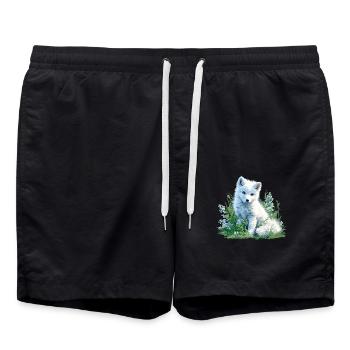 Arctic Fox Polarfüchse Polarfuchs - Badeshorts - Schwarz - Vorne - AI Model Male 185 light (185cm)