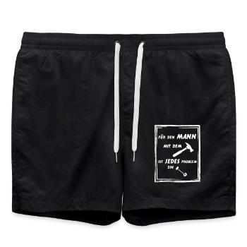 Artisan Hammer Tool Men Father's Day Funny - Swim Trunks - black - Front - AI Model Male 185 light (185cm)