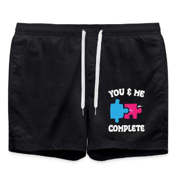 Toi et moi Puzzle drôle complet - Short de bain - noir - Devant - AI Model Male 185 light (185cm)