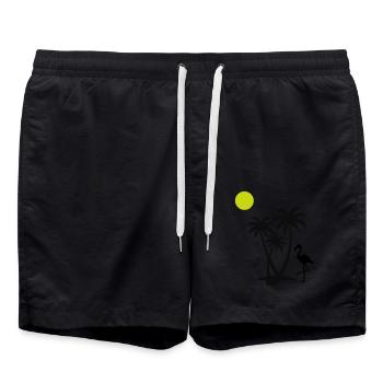 Palmiers flamants roses - Short de bain - noir - Devant - AI Model Male 185 light (185cm)