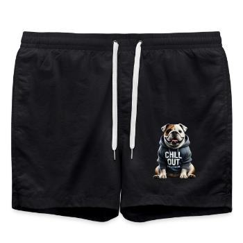 Drôle de bouledogue anglais Amoureux des animaux Chilling - Short de bain - noir - Devant - AI Model Male 185 light (185cm)