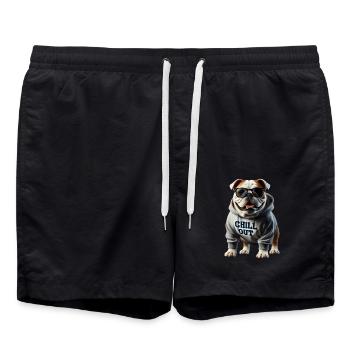 Drôle bouledogue anglais amoureux des animaux Chilling - Short de bain - noir - Devant - AI Model Male 185 light (185cm)