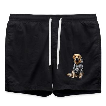 Funny German Golden Retriever Chill Out Dog - Swim Trunks - black - Front - AI Model Male 185 light (185cm)