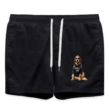 Funny German Golden Retriever Chill Out Dog - Swim Trunks - black - Front - AI Model Male 185 light (185cm)