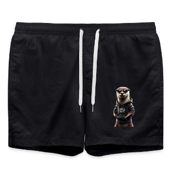 Lustiges Otter Chill Out Tierliebhaber Chillen - Badeshorts - Schwarz - Vorne - AI Model Male 185 light (185cm)
