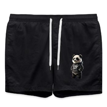 Lustiges Panda Bär Chill Out Tierliebhaber Chillen - Badeshorts - Schwarz - Vorne - AI Model Male 185 light (185cm)