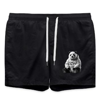 Lustiges Panda Bär Chill Out Tierliebhaber Chillen - Badeshorts - Schwarz - Vorne - AI Model Male 185 light (185cm)