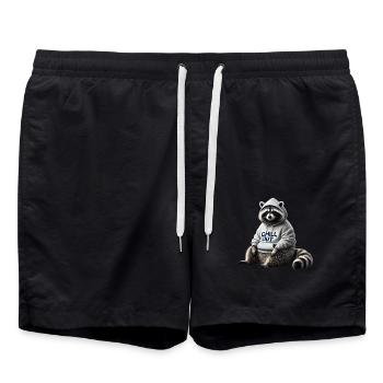 Lustiges Waschbär Chill Out Tierliebhaber Chillen - Badeshorts - Schwarz - Vorne - AI Model Male 185 light (185cm)