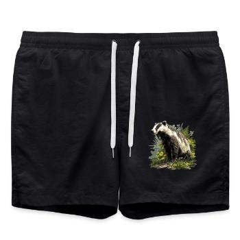 Badger Dachse Dachs - Swim Trunks - black - Front - AI Model Male 185 light (185cm)