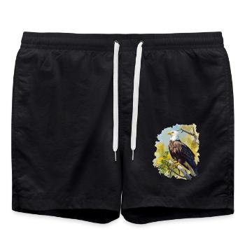 Bald Eagle Weißkopfseeadler - Swim Trunks - black - Front - AI Model Male 185 light (185cm)
