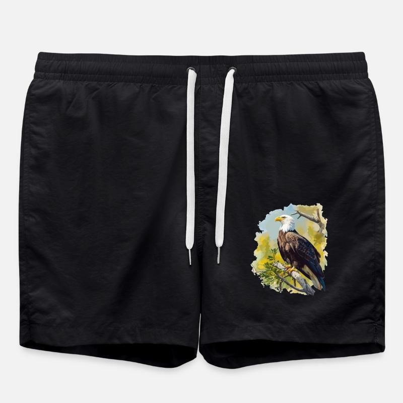 Bald Eagle Weißkopfseeadler - Swim Trunks - black