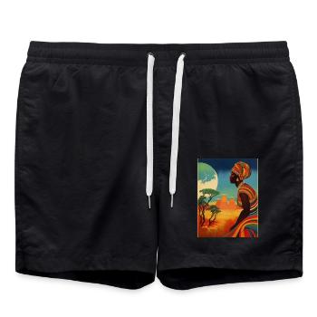 Femme Africaine - Short de bain - noir - Devant - AI Model Male 185 light (185cm)