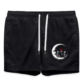 Romance Love Gothic Moon Skeleton Death Rose Morbid - Swim Trunks - black - Front - AI Model Male 185 light (185cm)